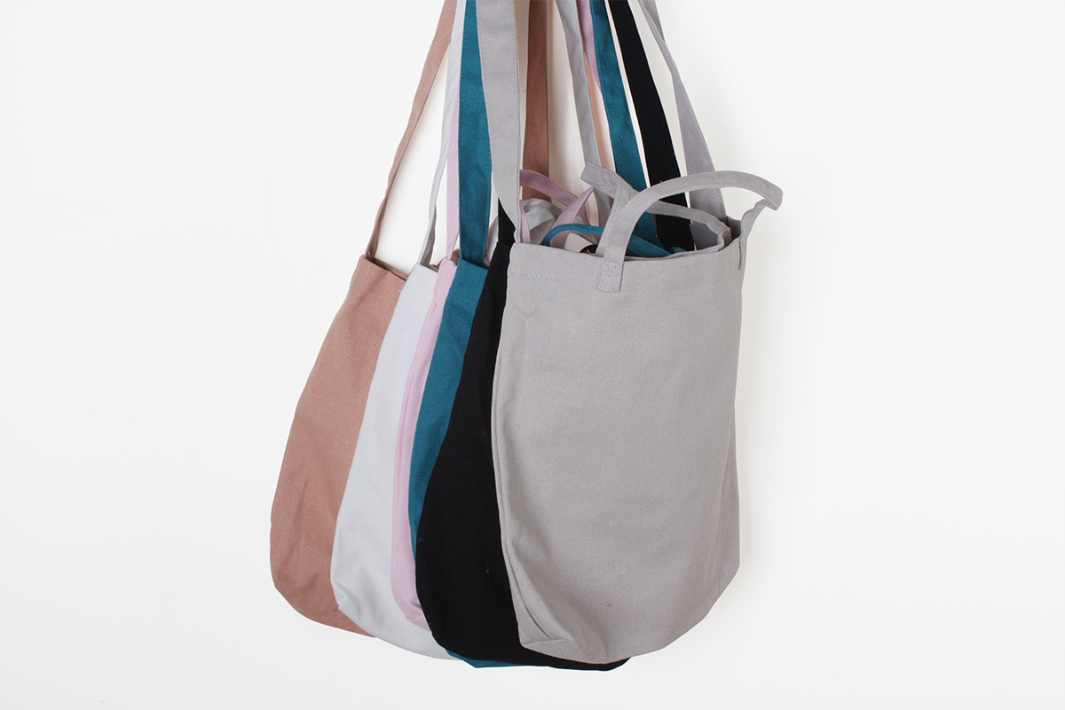 2 Ways stylish Canvas Tote Bags w/Gusset - Blue -green